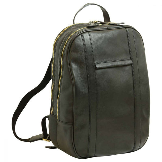 SOFT CALFSKIN LEATHER LAPTOP BACKPACK - BLACK