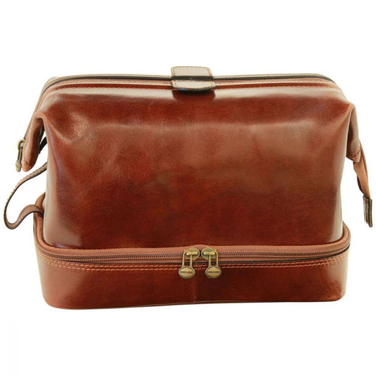 COWHIDE LEATHER TRAVEL KIT - BROWN