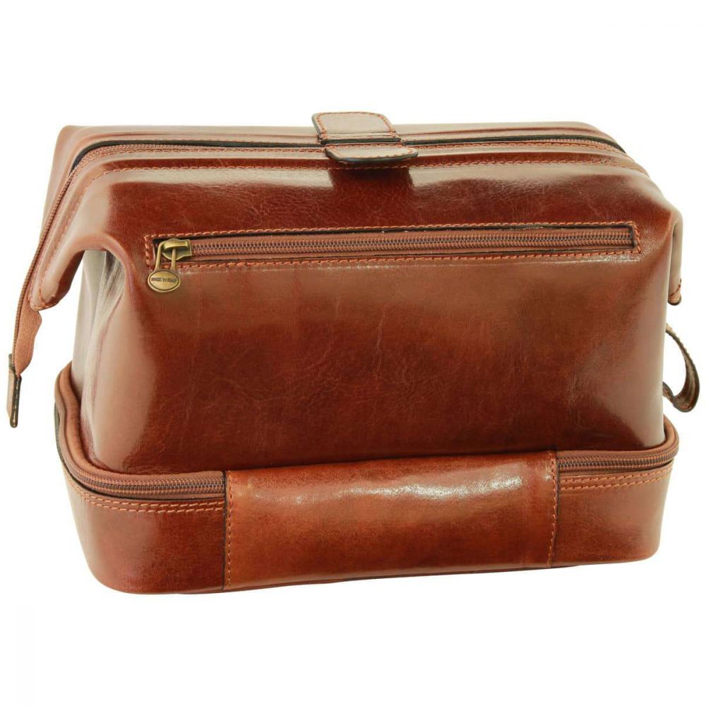 COWHIDE LEATHER TRAVEL KIT - BROWN