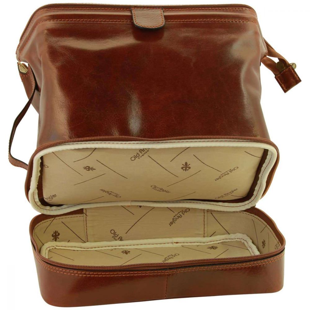 COWHIDE LEATHER TRAVEL KIT - BROWN