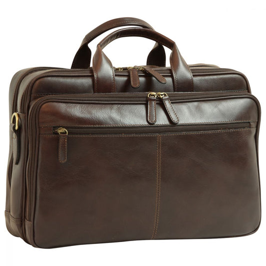 ITALIAN LEATHER BRIEFCASE - DARK BROWN