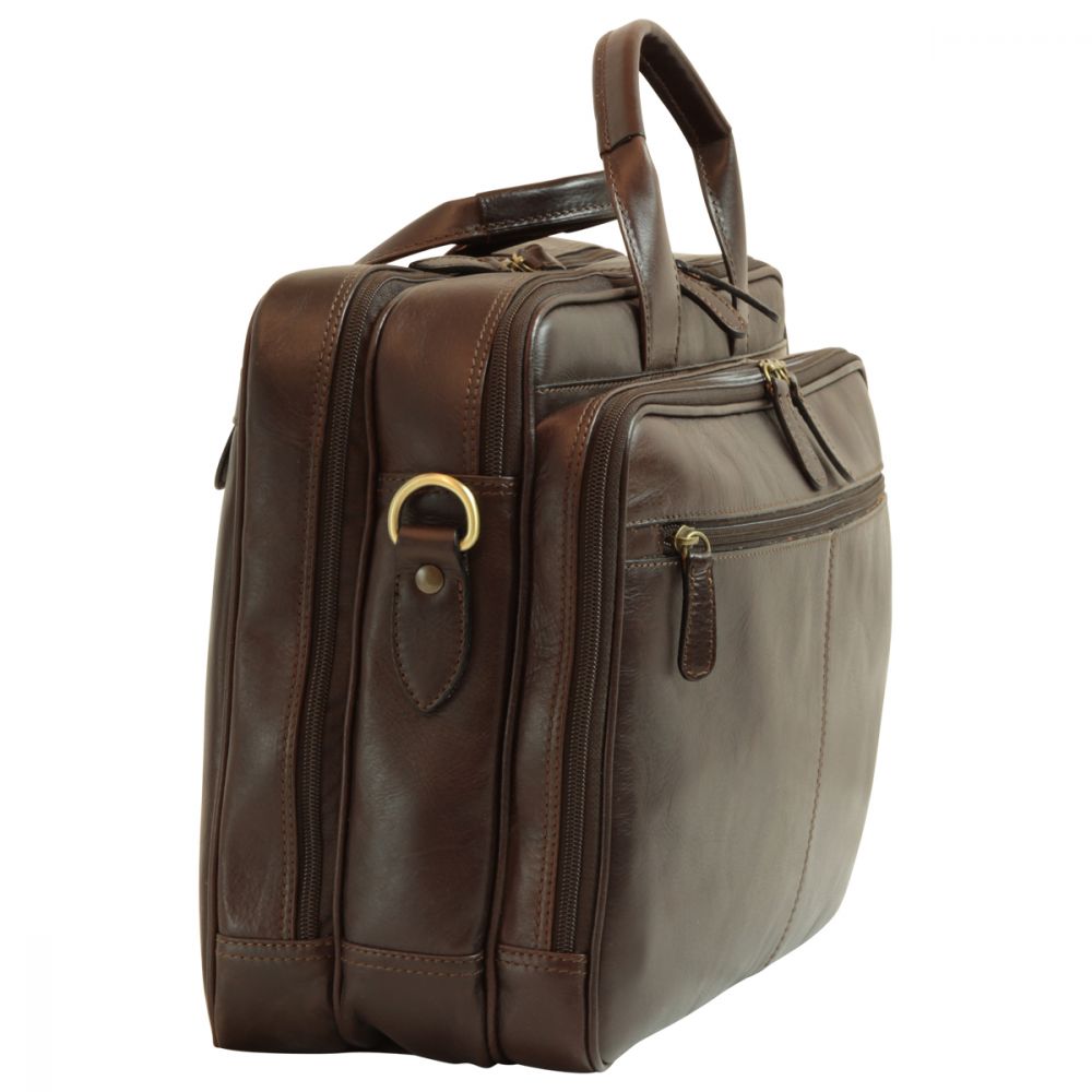 ITALIAN LEATHER BRIEFCASE - DARK BROWN