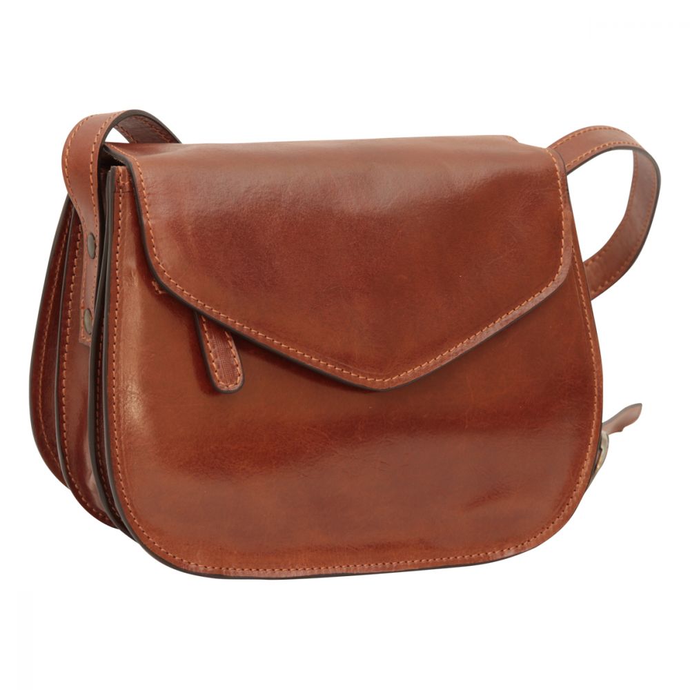 FULL GRAIN CALFSKIN SHOULDER BAG - BROWN