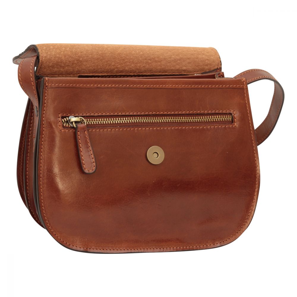 FULL GRAIN CALFSKIN SHOULDER BAG - BROWN