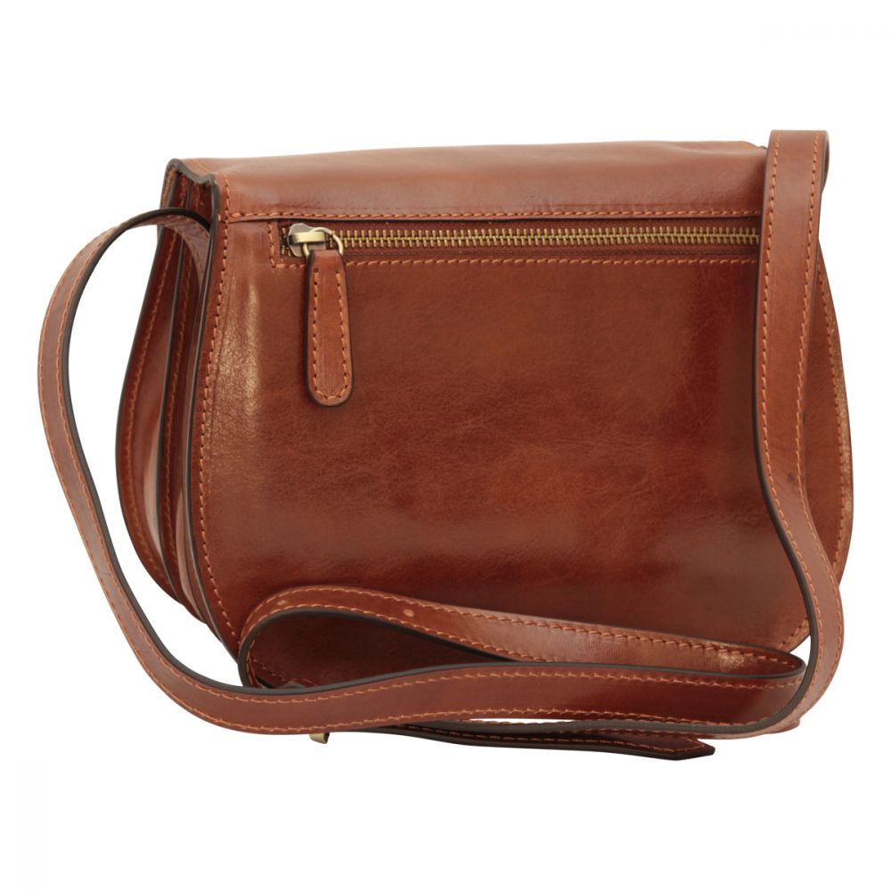 FULL GRAIN CALFSKIN SHOULDER BAG - BROWN