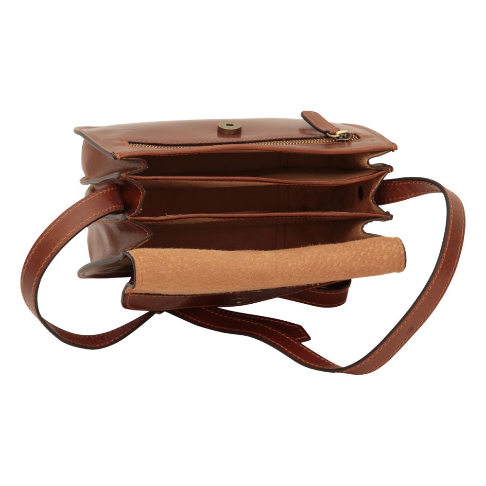 FULL GRAIN CALFSKIN SHOULDER BAG - BROWN