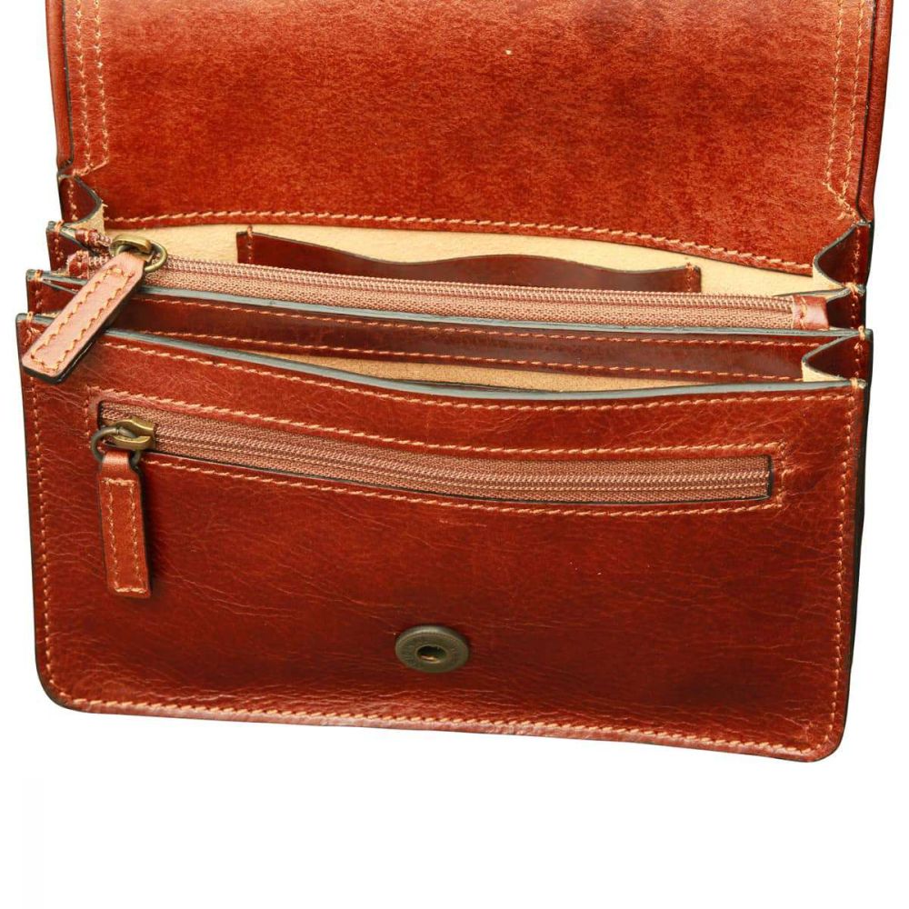 LEATHER POCHETTE - BROWN