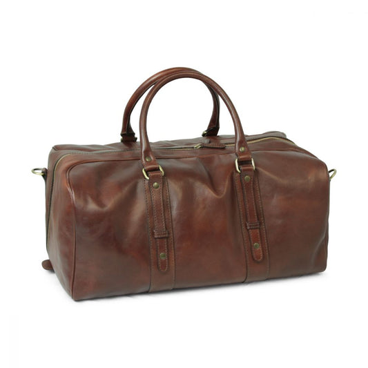 FULL GRAIN LEATHER TRAVEL BAG - BROWN