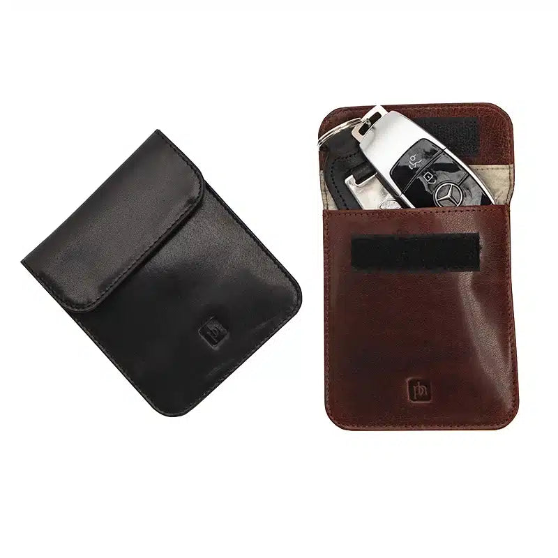 Leather Car Key Fob Pouch -  RFID Safe