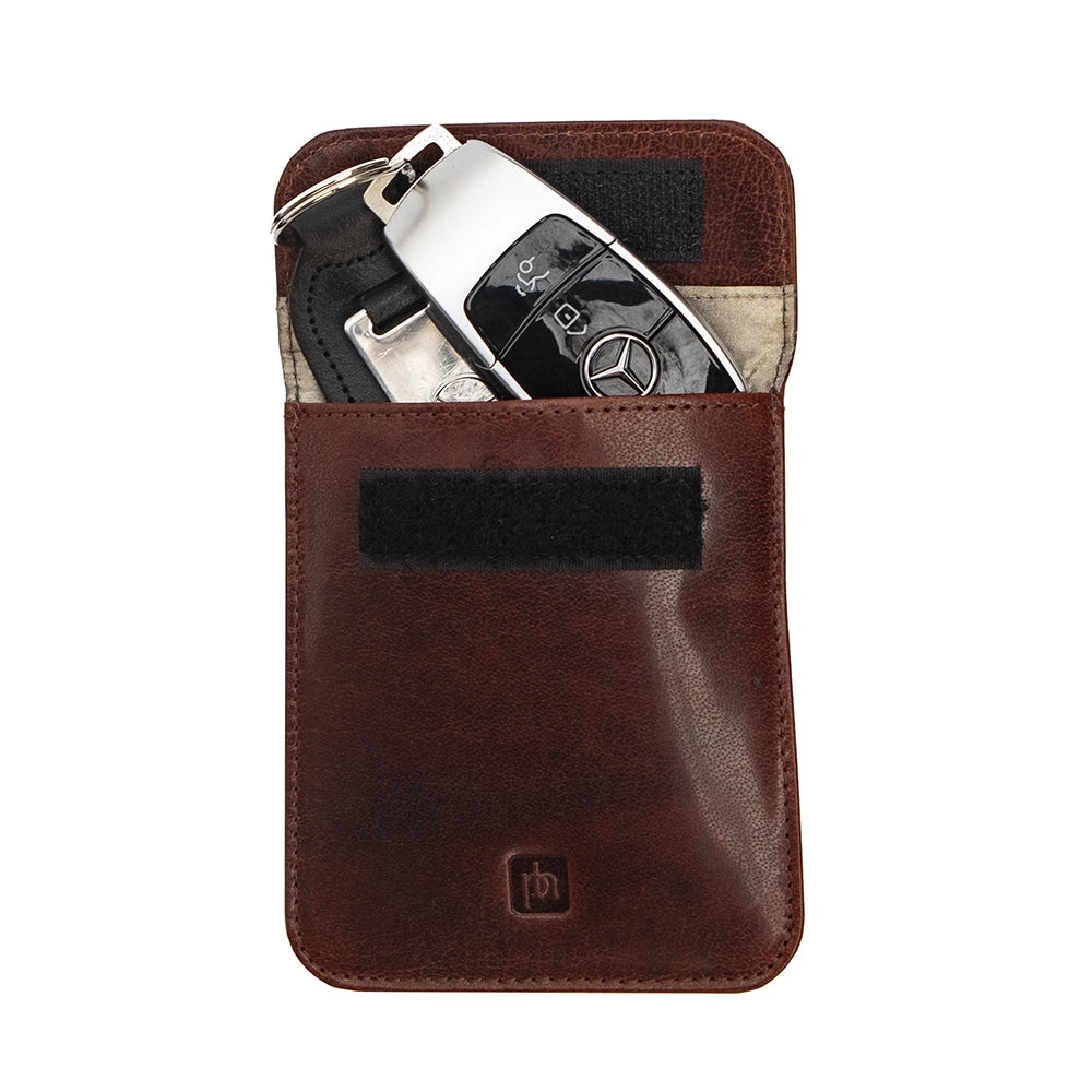 Leather Car Key Fob Pouch -  RFID Safe