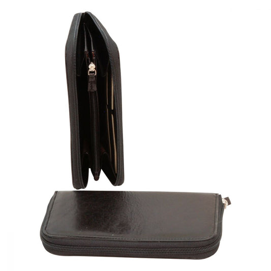 WALLET WITH INTERIOR COIN POCKET - BLACK WITH RFID