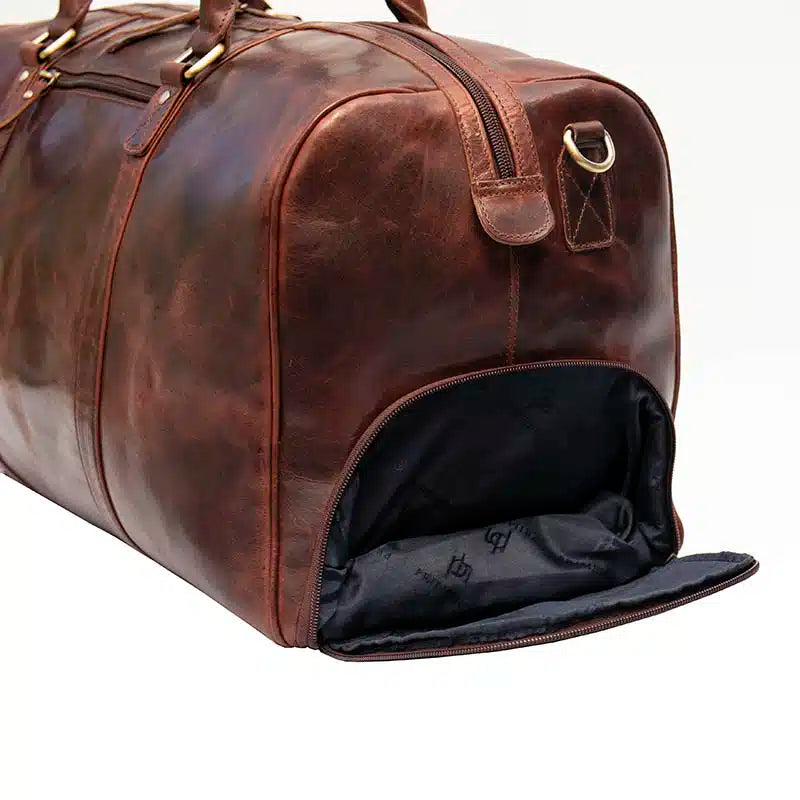 Roma Brown Large Holdall with Shoe Section