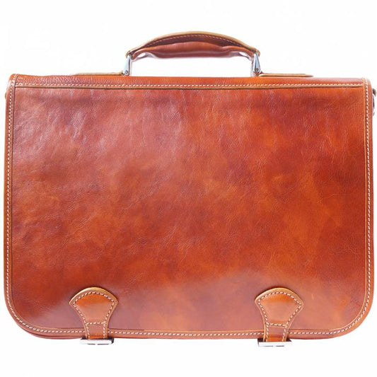 Leather Briefcase  comprising two compartments with double pockets on the front