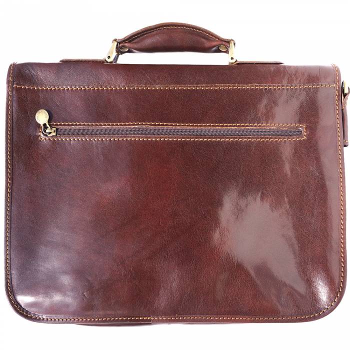 Leather briefcase with two compartments