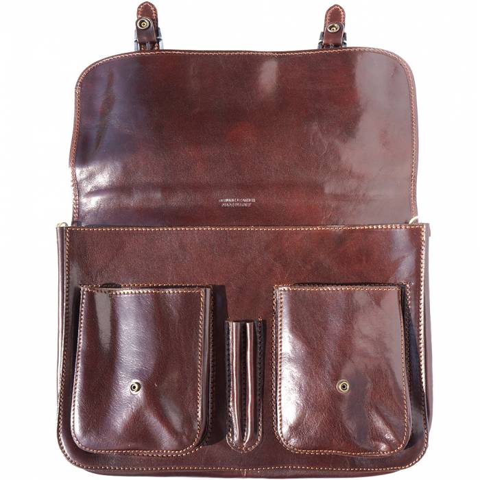 Leather briefcase with two compartments