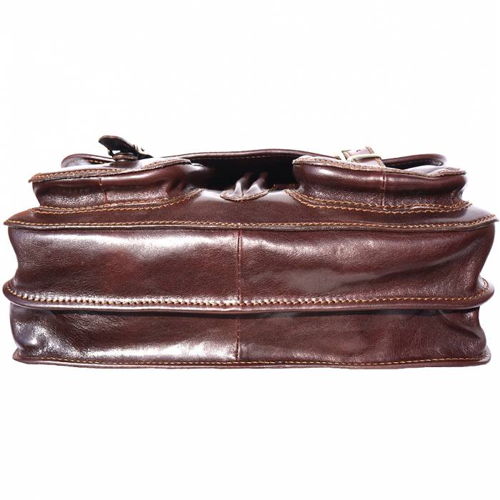 Leather briefcase with two compartments