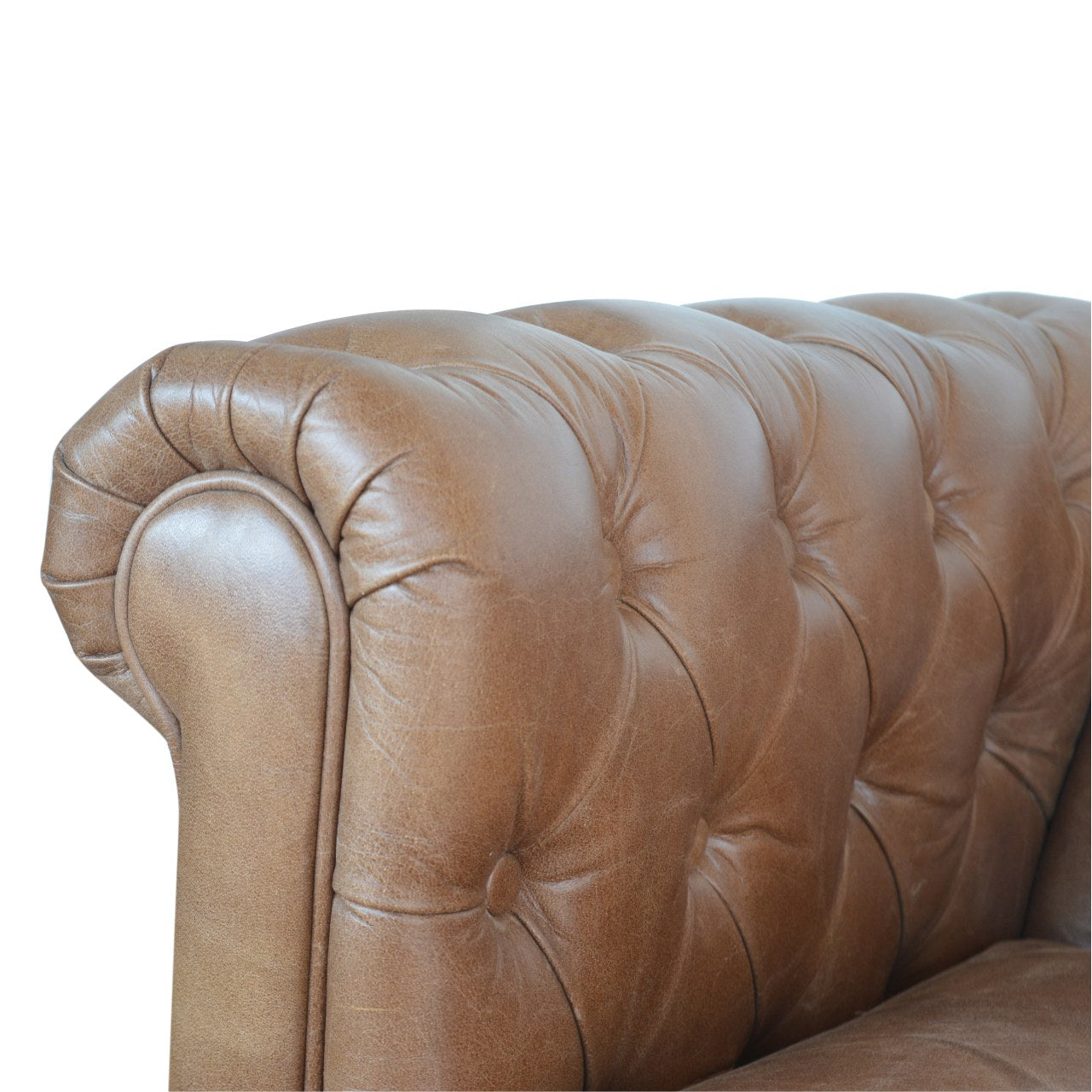 Brown Leather Double Seater Chesterfield Sofa