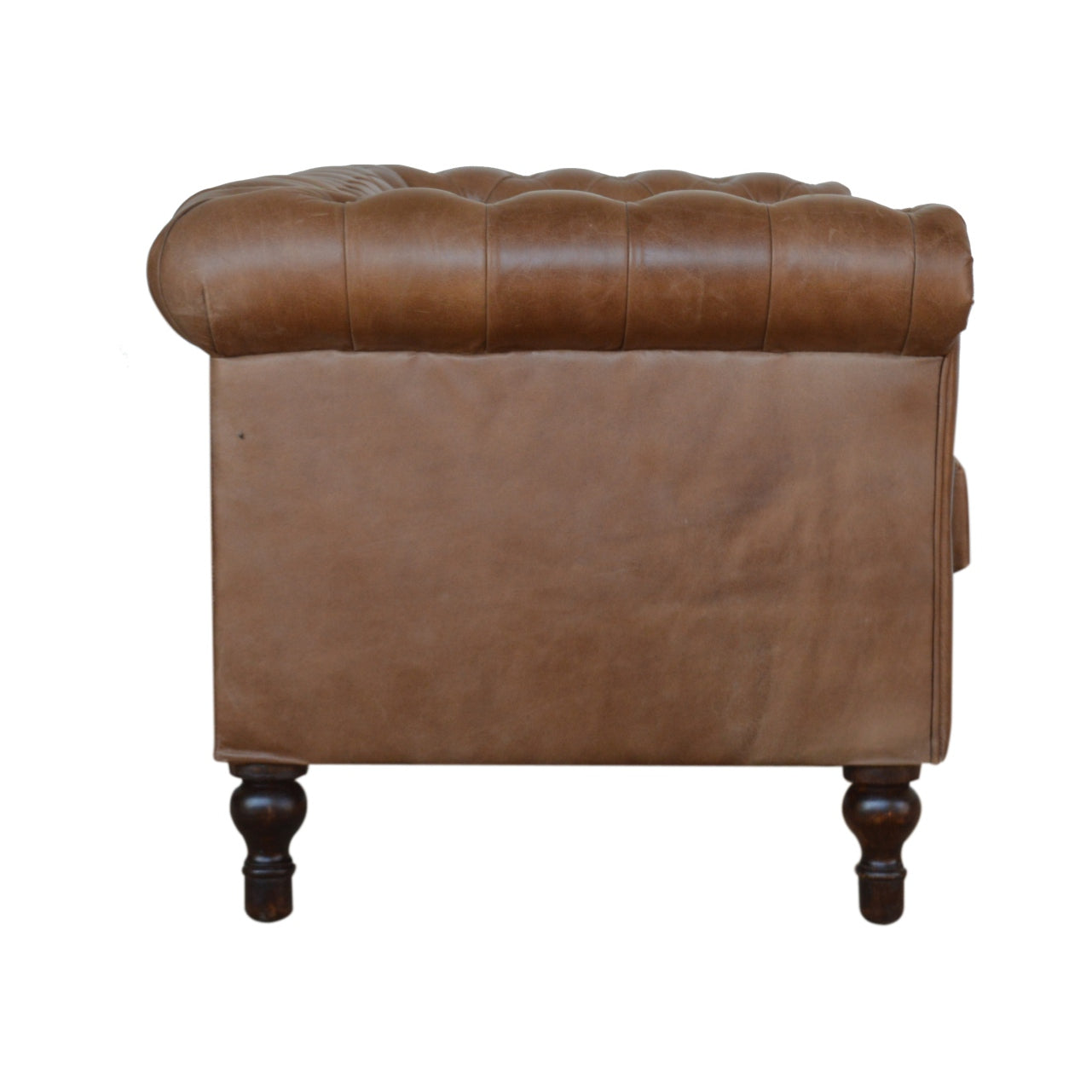 Brown Leather Double Seater Chesterfield Sofa