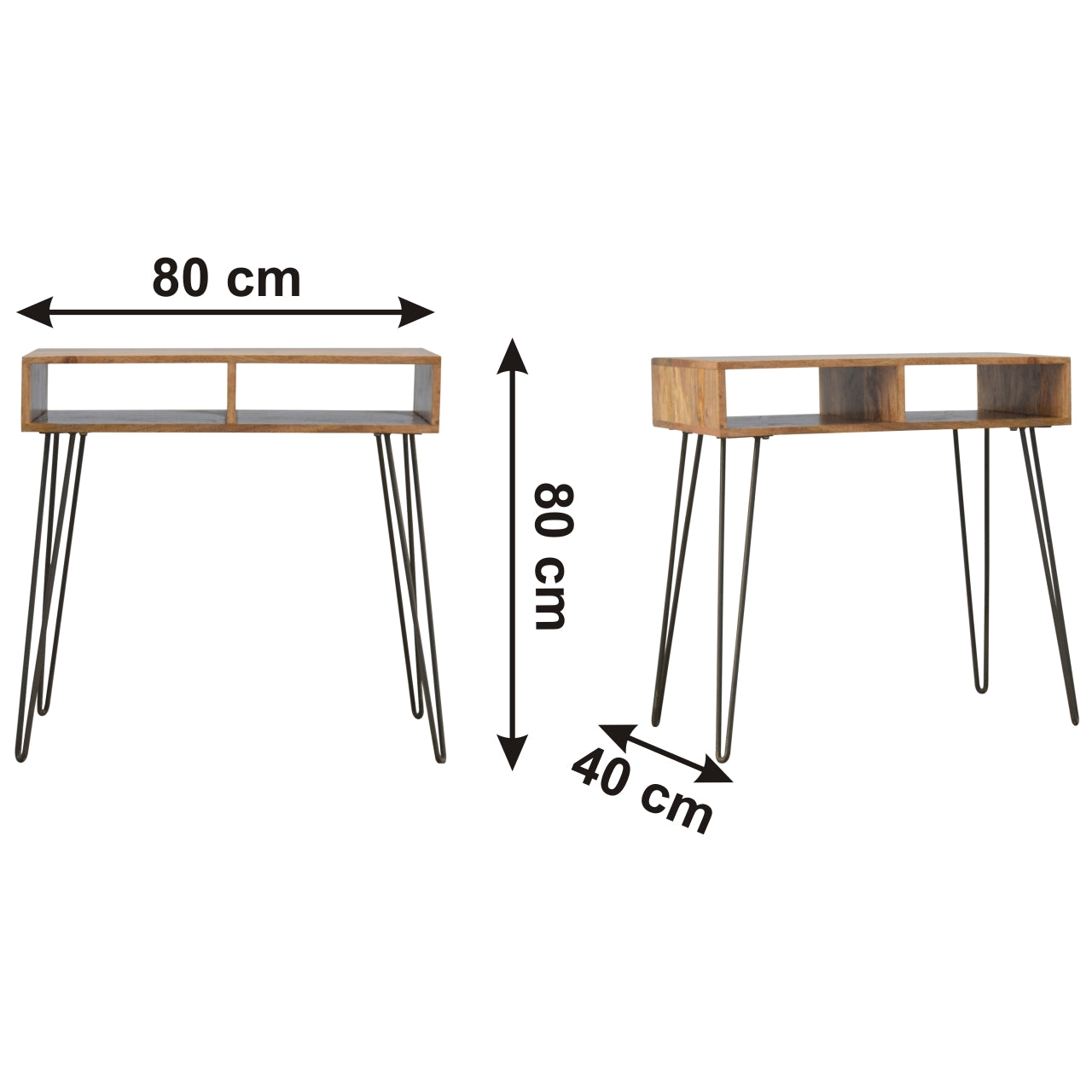 Solid Wood & Iron Base Writing Desk with Stool