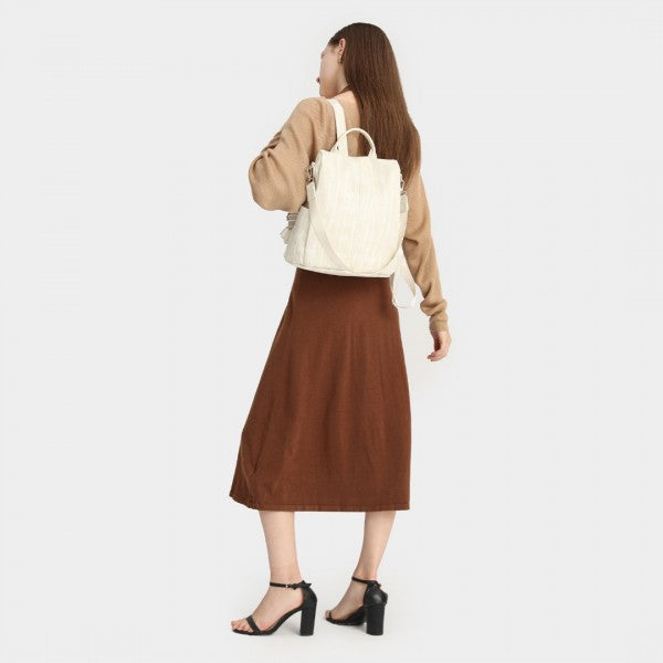 MISS LULU versatile anti theft PU Leather convertible bag and Backpack - Beige