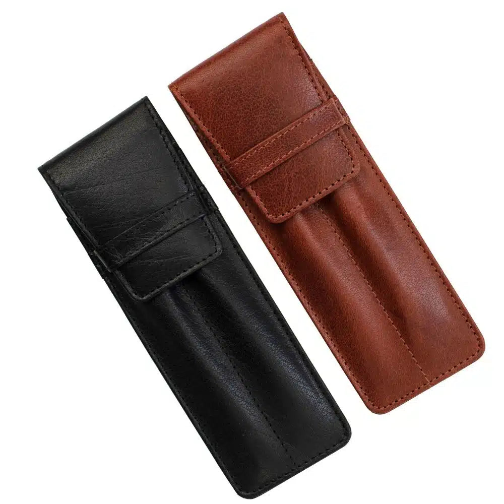 Real Leather Double Pen Holder