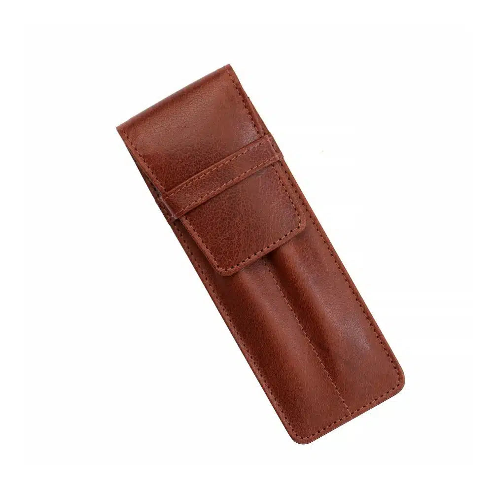 Real Leather Double Pen Holder