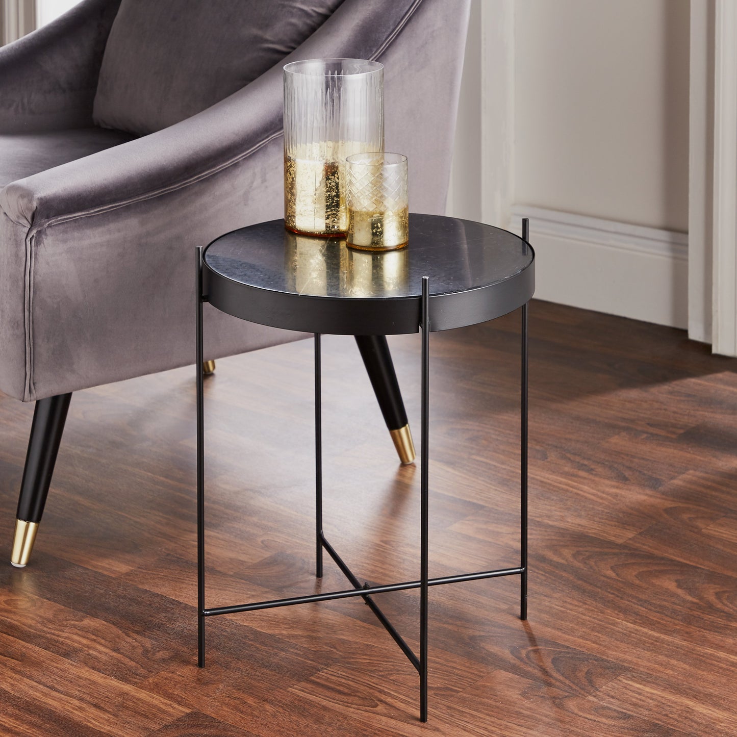 Black Marble Side Table