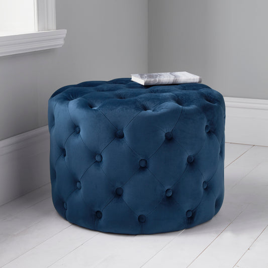 Pouffe/Stool      Mystique Blue Tufted Velvet Pouffe